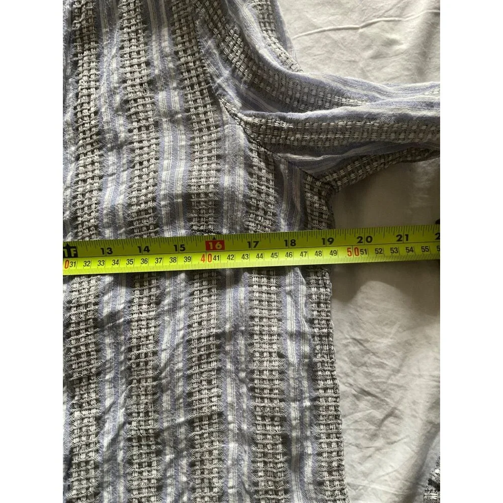 Zimmermann cotton linen blue black stripe waffles buttons shirt AU3 bust38 US6 - Picture 7 of 9